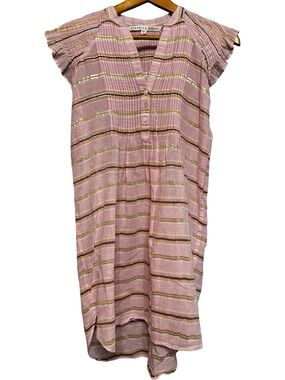 Veronica Beard Pink Marieta Dress XS Orchid Mini Flutter Sleeve Cotton Blend